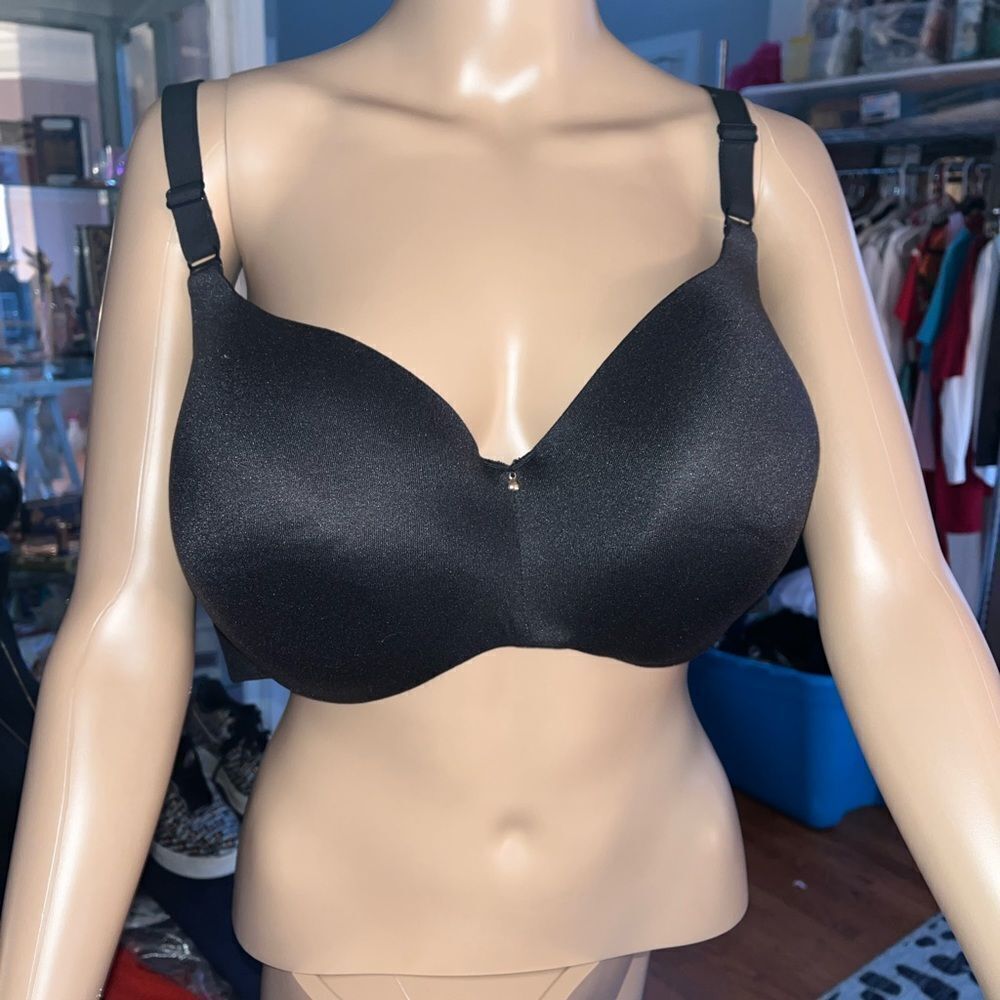 Cacique Lightly Lined Black Balconette Underwire Bra sz 44DD EUC